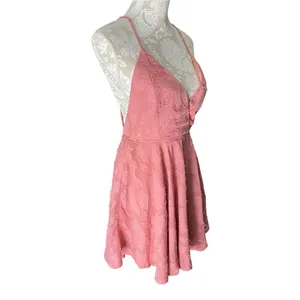 Lulus Days of Beauty Burnout Floral Jaquard Skater Dress Vtg Dusty Rose Pink L thumbnail 6
