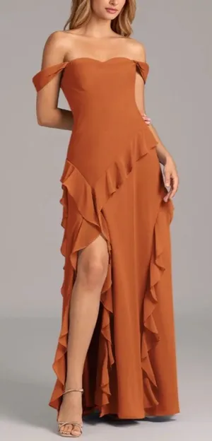 Azazie Sloane Cinnamon A-Line Sweetheart Neckline Dress Cinnamon 12 NWT IN PKG thumbnail 1