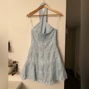 HALTER NECK LACE linen-cotton blend TRIM DRESS Size Medium thumbnail 6