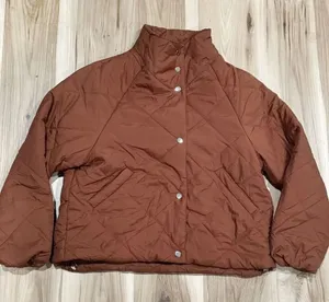 Grace Karin Brown Quilted Coat Jacket Women’s Small thumbnail 1