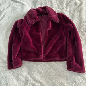 Express Maroon Fuzzy Jacket thumbnail 1