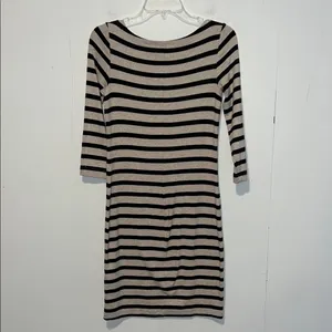 GAP Black and Tan Striped Long Sleeve Soft Knee Length Dress 0314269 thumbnail 3