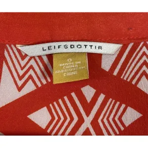 Leifsdottir Anthropologie Catalyst Red Orange White Silk Tunic‎ Dress Size 0 thumbnail 3