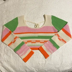 Grey Bandit Knit Crochet Long Sleeve Top thumbnail 2