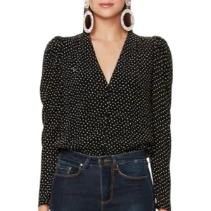 AFRM Rexy Button Front Bodysuit Polka Dot Special Occasion‎ Feminine Party M thumbnail 4