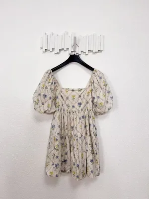 Jacquie the Label Capri Mini Dress Floral Puff Sleeve Babydoll Mini Dress Boho thumbnail 2