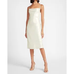 EXPRESS Metallic Cowl Neck Cross Back Midi Slip Dress thumbnail 14