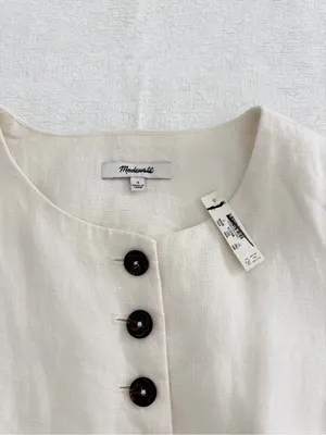 Madewell NWT Button-Front 100% Linen Shell Top Ivory Size 2 thumbnail 4