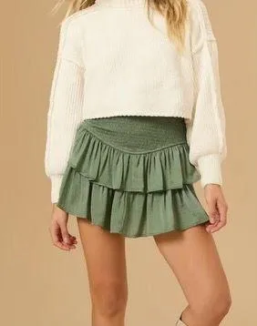 Altar’d State Green Silky Flowy Skirt thumbnail 1