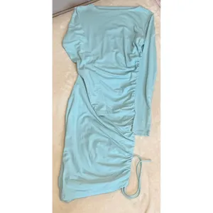 Susana‎ Monaco NWOT Side Gathered Mini Dress Breathe Blue Long Sleeve Ruched XS thumbnail 5