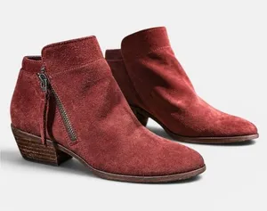 Sam Edelman Packer Women Size 8 Burgundy Suede Ankle Boots Western Booties thumbnail 1