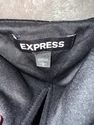 EXPRESS black velvet velour spaghetti strap peplum waist stretchy tank top L thumbnail 3
