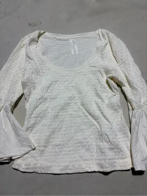 Anthropologie cream Bell Sleeve Scoop Neck Top small thumbnail 2