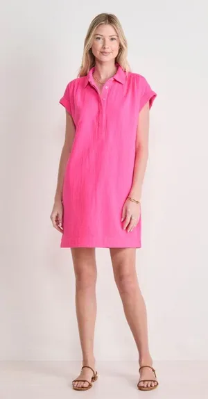 Vineyard Vines Bright Pink Button-Down Tshirt Dress thumbnail 1