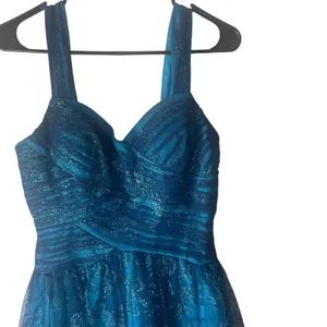 MXI Y2k 2000s Size 7 Aqua Mermaid Blue Chiffon Sparkle‎ Glitter Fairy Mini Dress thumbnail 2