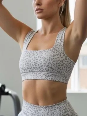 All Fenix Animal Print Bandeau Activewear‎ Sports Bra Women's M Gray Gym Girl thumbnail 1