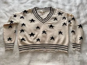 Rock N Rags THE SWEET LIFE SWEATER CREAM WITH BLACK STARS Size S thumbnail 4