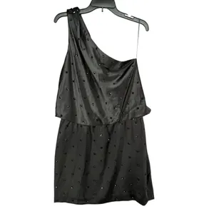 Allen Schwartz Prive Dress 12 Black Jeweled One Shoulder Blouson Evening Party‎ thumbnail 7