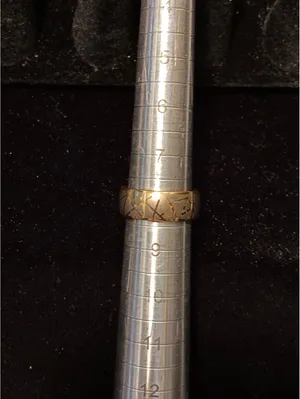 Gold-tone Geometric Shattered Ice Pattern Band Ring Sz 8.25 thumbnail 5