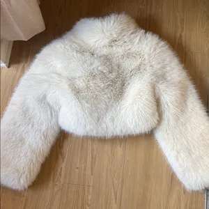 ALO Yoga Faux Fur Cropped Jacket - Ivory thumbnail 4