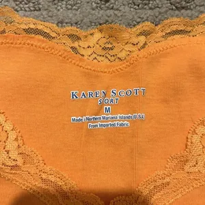 Y2K Retro Karen Scott Sport Womens Tank Top Shirt Size Medium M Orange‎ Lace thumbnail 5