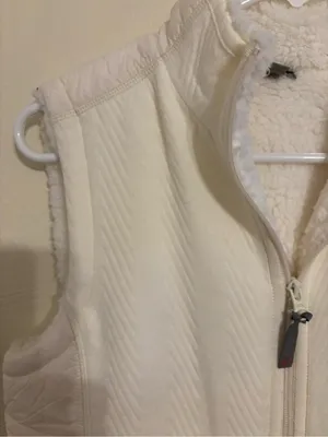 Talbots Petite Small Sherpa Lined Quilted Zip Vest White Cozy Fleece SP thumbnail 6