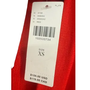 NWT Anthropologie Womens V-Neck Ruched Mesh Long Sleeve Mini Dress Red Size XS thumbnail 3