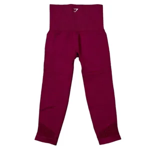 Gymshark Energy‎ Seamless Crop Leggings Maroon Red High Waisted Size XS thumbnail 2