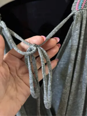 Gray V-Neck Swim Coverup dress with Smocked Waist thumbnail 5