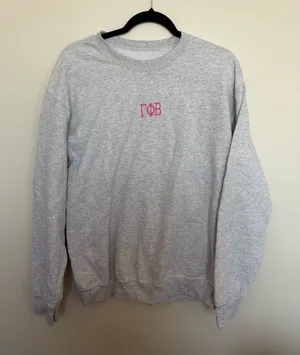 Gray Crewneck Sweatshirt with Pink Gamma Phi Beta Embroidery thumbnail 1