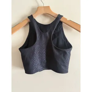 Athleta Black On Black Animal‎ Print Conscious Crop Tank Sport Bra Embossed XS thumbnail 2
