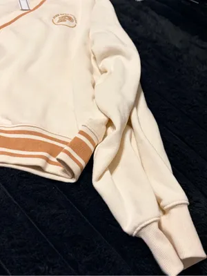 PINK Cream Zip-Up Jacket with Tan Trim thumbnail 9