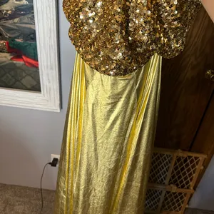 Gold Sequin and Satin Gown thumbnail 5