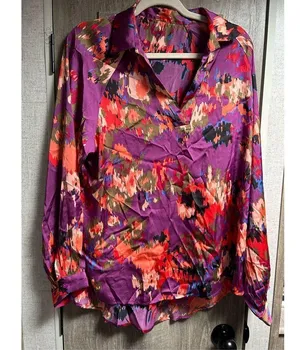 NEW Blouse Tops V Neck Lantern Long Sleeve Shirt M thumbnail 7