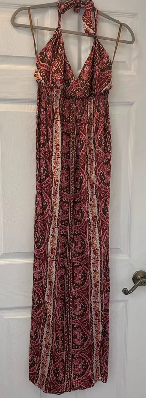 GIANNI BINI Silk Boho Halter Maxi  thumbnail 1