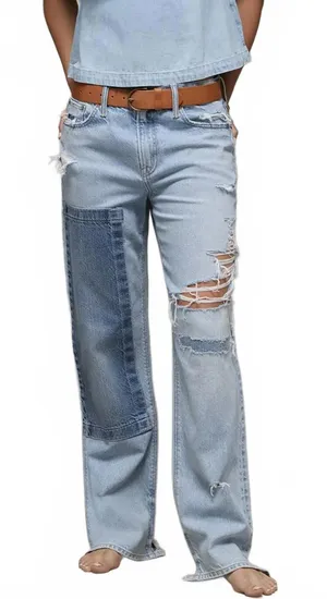 AE Strigid Low-Rise Baggy Straight Jean American Eagle NWT Light Repair 00S thumbnail 1