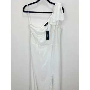 Lulus Simply Brilliant White One-Shoulder Bow Maxi Dress Formal Wedding XL NWT thumbnail 7