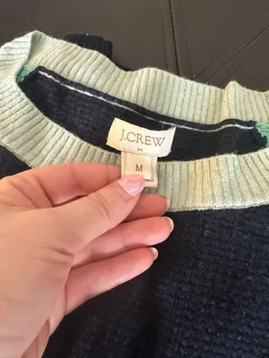 J. Crew Navy and Mint Raglan Crewneck Sweater thumbnail 2