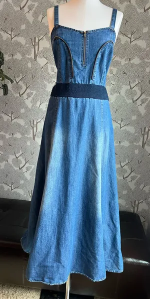 Denim corset maxi dress Blue Size L thumbnail 1