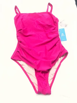 Cupshe Hot Pink Ruched One-Piece‎ Swimsuit thumbnail 1