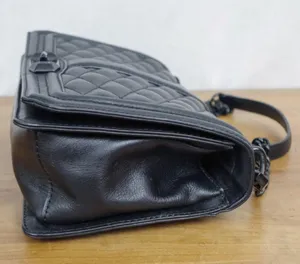 Rebecca Minkoff Black Quilted Leather Turnlock Closure Crossbody Purse thumbnail 4