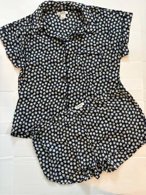 Madewell Mini Daisy Short Sleeve Pajama Set Top medium, bottoms XL thumbnail 2
