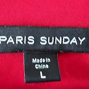 PARIS SUNDAY Red Sateen V Neck Dress Sleeveless Fit Flare Women’s Sz L Cocktail thumbnail 9