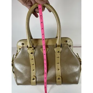 FZNzi Vintage Metallic Gold Satchel Handbag Studded Doctor Bag Top Handle Purse thumbnail 13