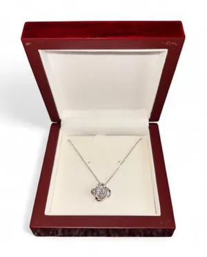 Silver diamond necklace with light showcasing gift box thumbnail 1