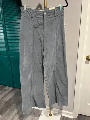 Free People NWT We The Free Libre Cord Wide-Leg Jeans Mockingbird thumbnail 6