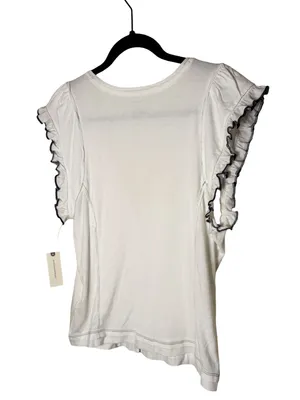 Anthropologie Maeve Short-Sleeve V-Neck Button-Front Top - White L NWT thumbnail 7