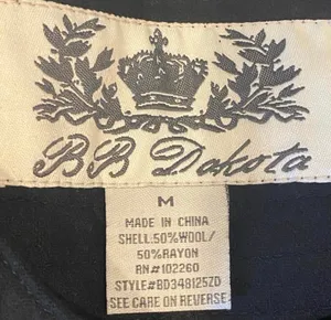 BB Dakota Nordstrom Retro Black Wool Shift Sleeveless Mini Dress Round Collar M thumbnail 6