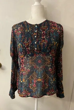 Converse Sheer Floral Long Sleeve Blouse M Cottagecore Dopamine Coquette Girl thumbnail 1