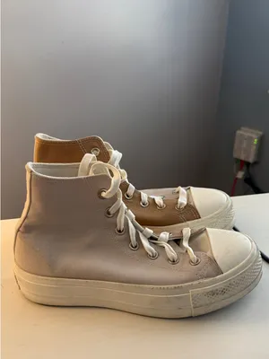 Converse High Top Platform Sneakers - Tan and Cream thumbnail 2
